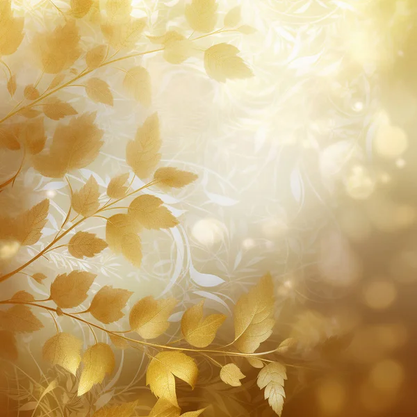 Gold Background Shiny Sparkling Floral Gold Flowers Golden Background Blurred — Stock Photo, Image