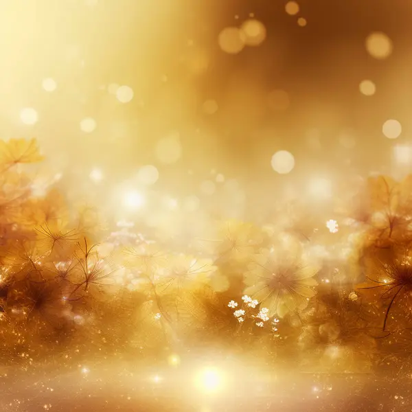 Gold Background Shiny Sparkling Floral Gold Flowers Golden Background Blurred — Stock Photo, Image