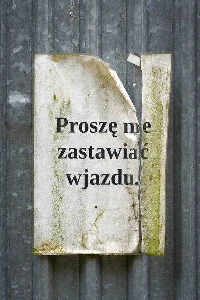 Schild Der Tür Eines Baucontainers Auf Einer Baustelle Polen Übersetzung — Stockfoto