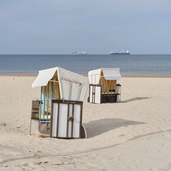 Beach Chairs Beach Baltic Sea Island Usedom Ahlbeck Germany End — Stock Photo, Image
