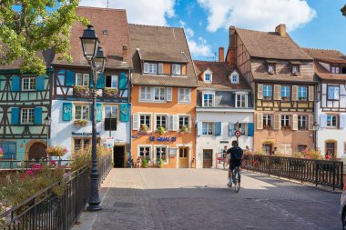 Colmar, France  August 28, 2022: the picturesque colorful medieval old town of Colmar in the Alsace region of France                                