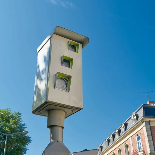 Regulacja Prędkości Pomocą Radarowej Kamery Kontroli Prędkości Centrum Miasta Colmar — Zdjęcie stockowe