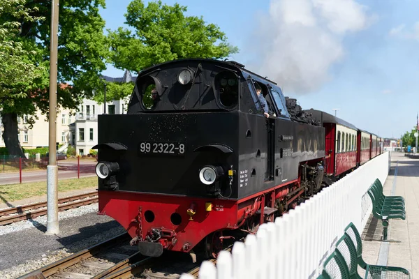 Bad Doberan Německo Května 2023 Historický Osobní Vlak Bderbahn Molli — Stock fotografie