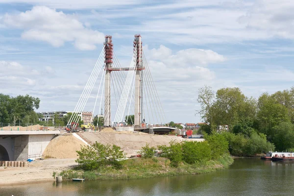 Magdeburg Niemcy Maja 2023 Nowa Budowa Mostu Kaiser Otto Największego — Zdjęcie stockowe