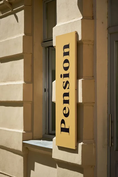 stock image  Sign for a pension guesthouse in the city center of Magdeburg in Germany                              