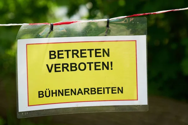 Sign Venue Words Betreten Verboten Bhnenarbeiten Translation Enter Works Stage — Stock Photo, Image