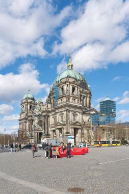  Berlin, Germany  March 28, 2024: View from Schloplatz to the Berlin Cathedral, Berliner Dom in Germany with some tourists in front of it                                clipart