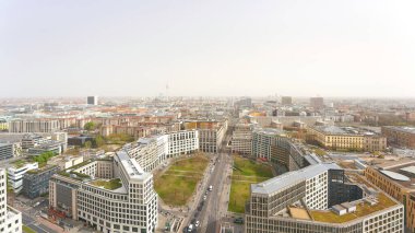 View of Leipziger Platz in Berlin from a panoramic viewpoint. The television tower on the horizon.                               clipart