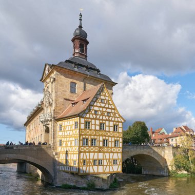 Bamberg, Germany  September 28, 2024: The Old Town Hall on an artificial island in the River Regnitz in the old town of Bamberg in Bavaria, Germany                                clipart