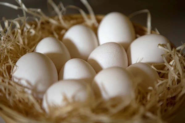 Κοτόπουλο Αυγά Ένα Μπολ — Φωτογραφία Αρχείου