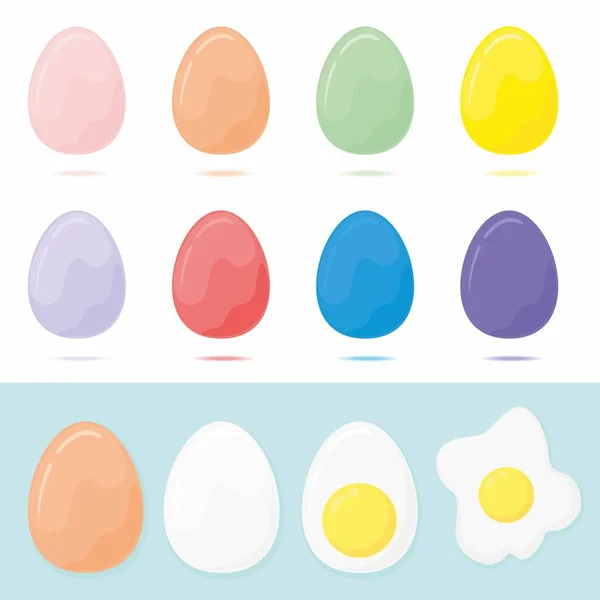 Set Eggs Your Design Different Colors Shadows — Stock Vector