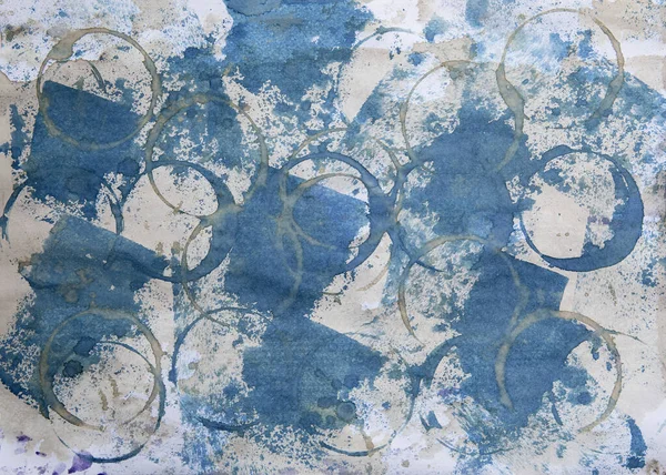 Textura Papel Com Manchas Círculos Azuis Marrons — Fotografia de Stock