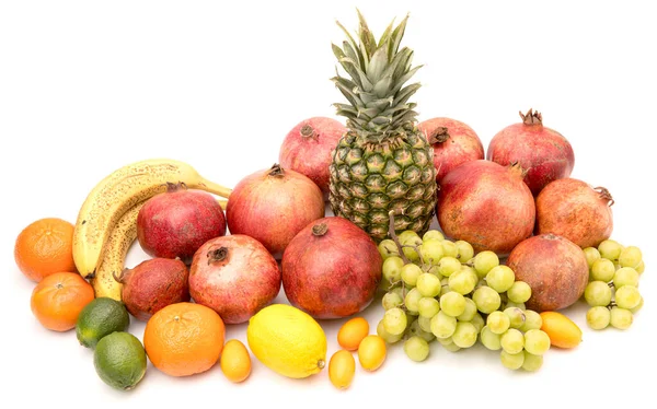 Tropische Früchte Auf Weißem Hintergrund — Stockfoto