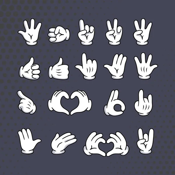 Stylisé Mains Dessin Animé Dans Ensemble Pour Votre Personnage — Image vectorielle