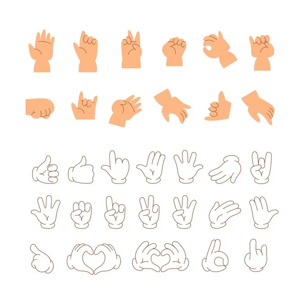 Stylisé Mains Dessin Animé Pour Animation — Image vectorielle