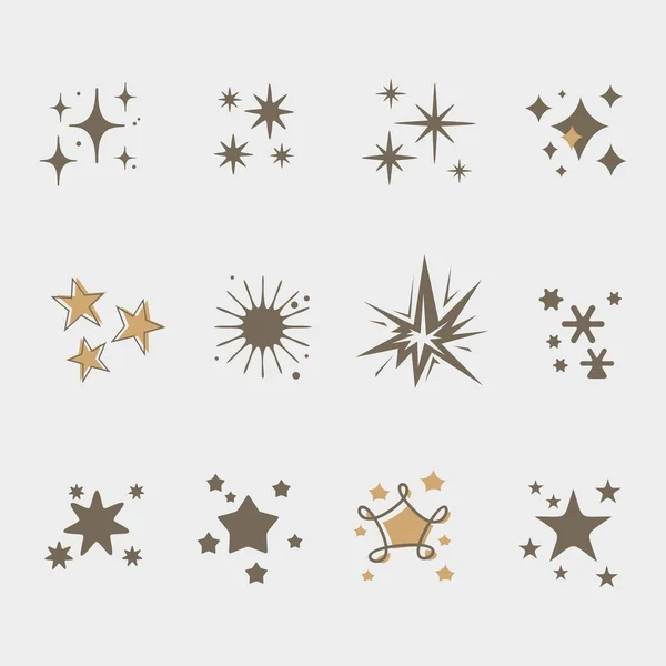 Collection Icônes Autocollants Étoiles Dans Style Rétro — Image vectorielle