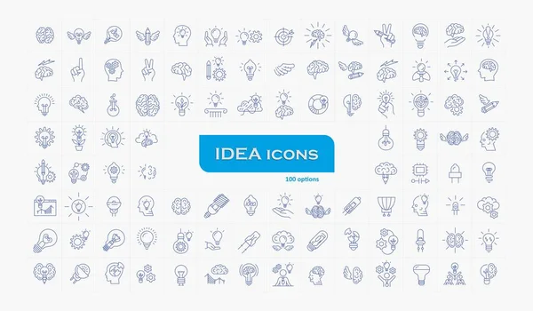 Iconos Pictogramas Idea Cerebro Perspicacia Bombilla Personas Signos Símbolos Tramas — Vector de stock