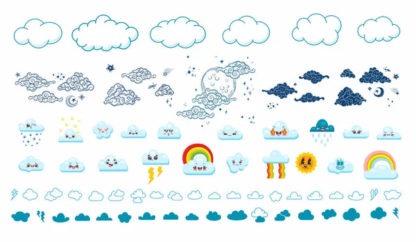 Wolken Kontur Grafik Emotional Und Von Hand Gezeichnet — Stockvektor