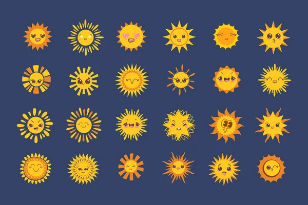 Збірка Піктограм Вигляді Сяючого Сонця — стоковий вектор