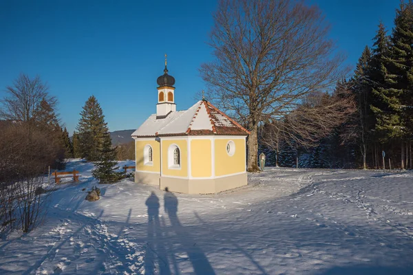Turistická Destinace Maria Rast Kaple Nedaleko Krun Horní Bavorská Zimní — Stock fotografie