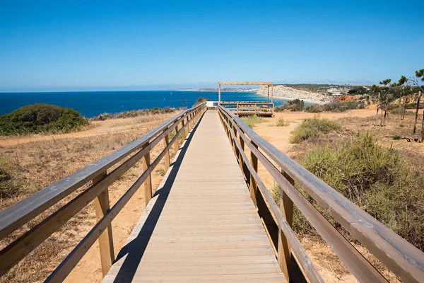 Wooden Boardwalk Lookout Platform Ponta Piedade Lagos Portugal Coastal Landscape — Stock Photo, Image