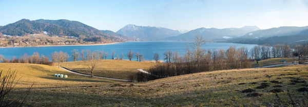 Bavarian Landscape View Lake Tegernsee Alps Kaltenbrunn Early Spring Season — Photo