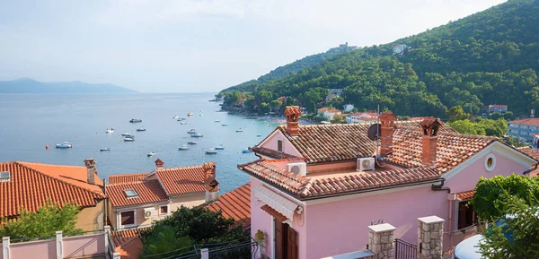 Bay Moscenicka Draga Boats Popular Tourist Village Croatian Coast View — Stock Photo, Image