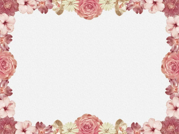 Nostalgic Background Flower Frame Rose Colors Light Textured Copy Space — Stock Photo, Image