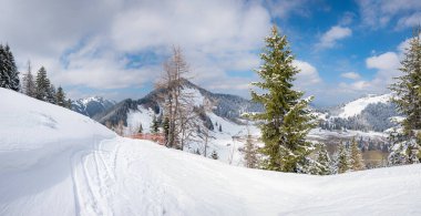 ski run at Stumpfling mountain, winter sport area Spitzingsee, upper bavarian alps clipart