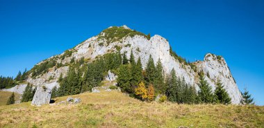 summits of Rossstein and Buchstein mountain, autumnal landscape bavarian alps. hiking destination upper bavaria. clipart