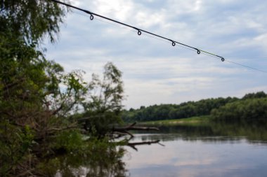 Nehrin arka planında doğayla besleyici çubuk var.