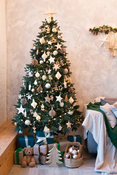 Christmas Tree Gifts Home Interior — Stock Photo, Image