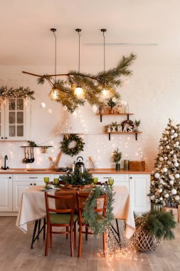 Ada, Lavabo, Yeni Lüks Ev Dolapları Noel Stili Dekorasyonlu Modern Mutfak