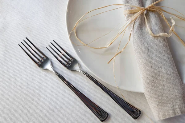 Decorated Cutlery Plate Table Fotos de stock