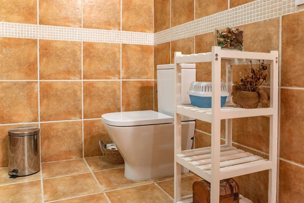 Toiletpot Met Oranje Tegels — Stockfoto