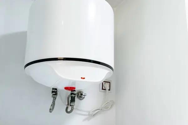 Compact white electric boiler 20 liters close-up