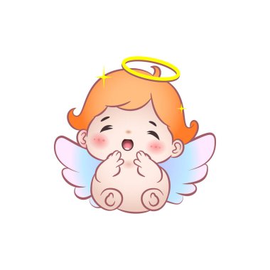 Tente ve kanatları olan bir bebek meleğin vektör grafikleri.