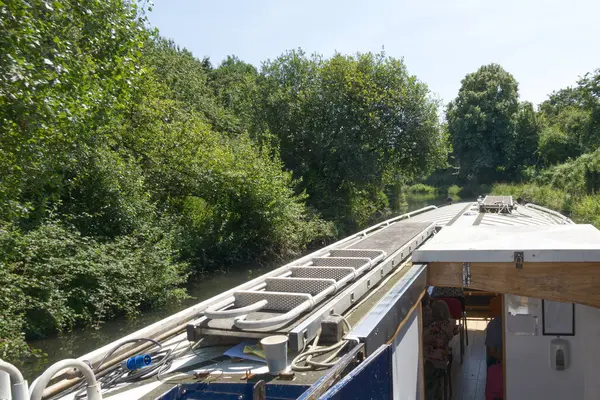 stock image View of Chichester Canal from narrowboat. West Sussex, England