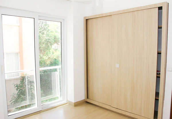 Interior Design Apartment White Walls Brown Cabinets — Stock Photo, Image