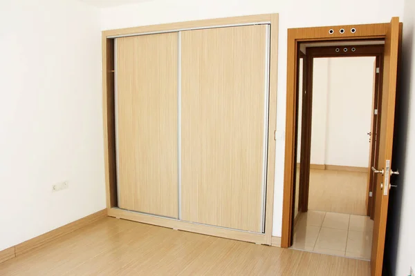 Interior Design Apartment White Walls Brown Cabinets — Stock Photo, Image