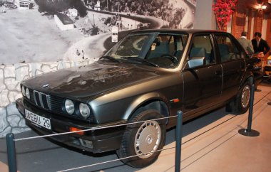 Antalya, Turkey, January 17, 2023. An old rare black passenger car