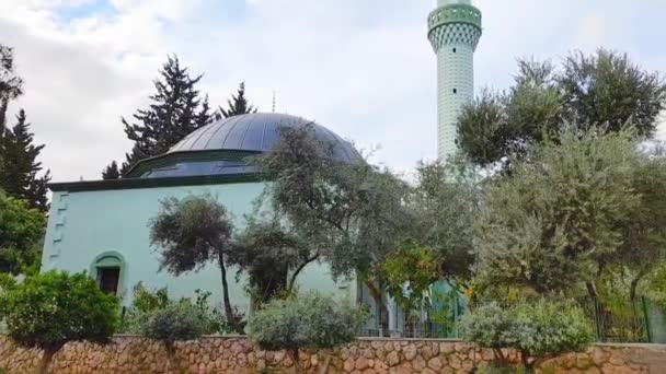 Antalya Törökország 2023 Március Hagyományos Török Keleti Mecset Minarettel Zöld — Stock videók