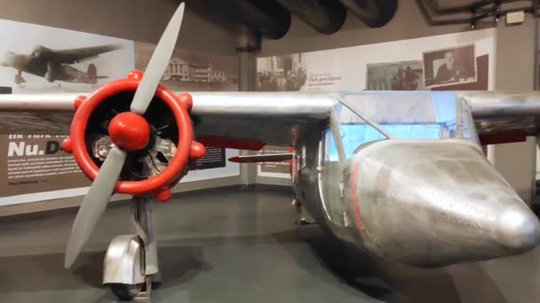 Antalya Turkey March 2023 Old Rare Fighter Plane Screw Engine — Stock Video