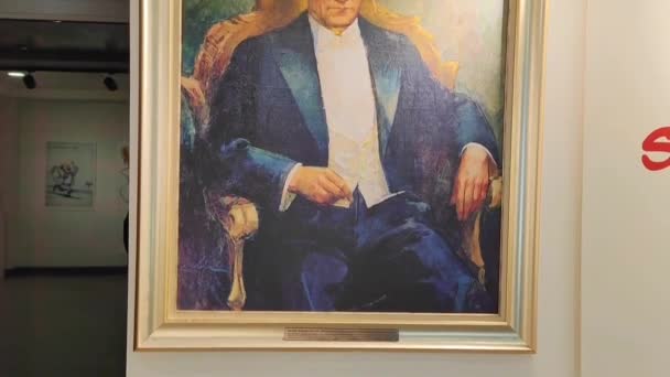 Antalya Turecko Dubna2023 Portrét Prvního Prezidenta Turecka Mustafa Kemal Ataturk — Stock video