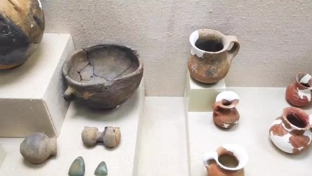 Antalya Türkiye Mayıs 2023 Arkeolojik Kazılar Sırasında Bulunan Yiyecek Içecekler — Stok video