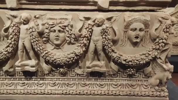 Antalya Turkey May 2023 Ancient Marble Facades Ancient Roman Tombs — Stock Video