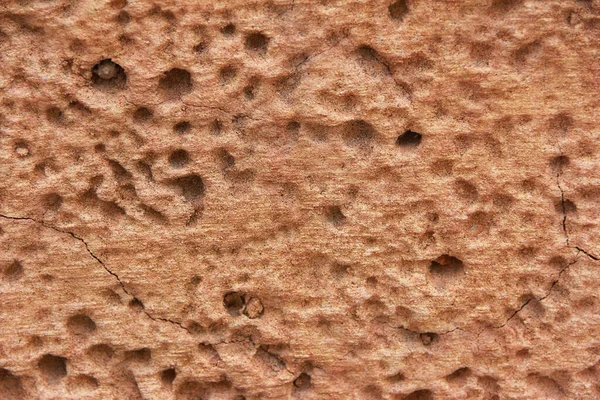 Textura Porosa Una Pared Piedra Marrón Con Agujeros —  Fotos de Stock