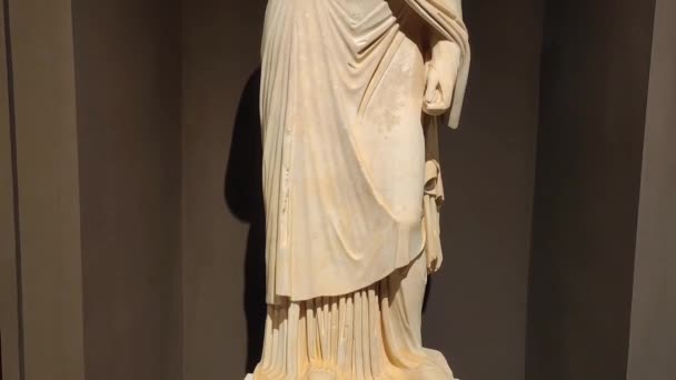Antalya Turkey June 2023 Ancient Roman Marble Statues Women Beautiful — Stock Video
