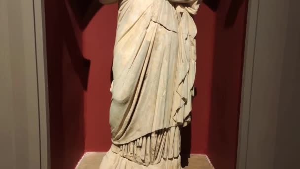 Анталія Туреччина Червня 2023 Року Стародавні Римські Мармурові Статуї Жінок — стокове відео