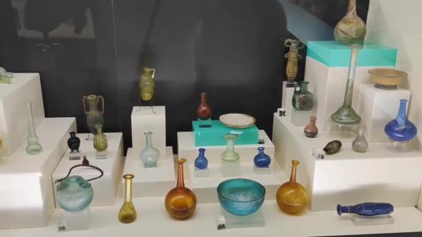 Antalya Turkey June 2023 Ancient Old Jugs Bottles Drinks — Stock Video
